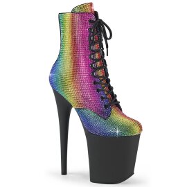 Pleaser FLAMINGO-1020RS Plateau Stiefeletten Strass Bunt...
