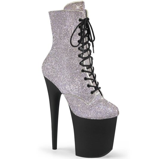 Pleaser FLAMINGO-1020RS Plateau Stiefeletten Strass Silber EU-35 / US-5