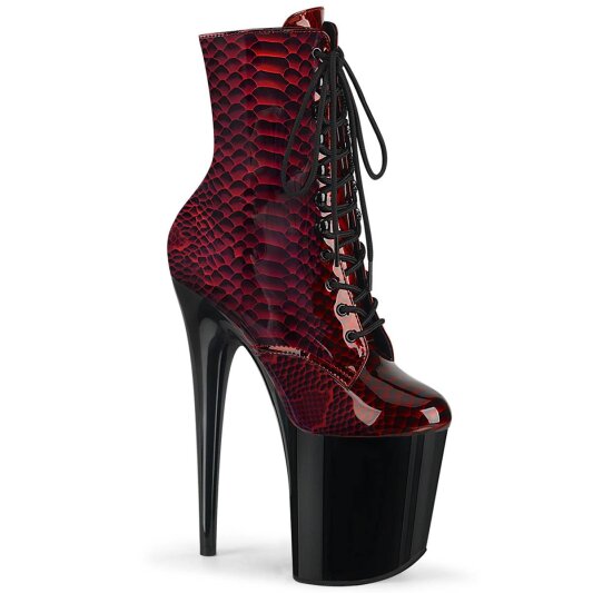Pleaser FLAMINGO-1020SP Plateau Stiefeletten Lack Snake Rot EU-41 / US-11