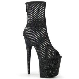 Pleaser FLAMINGO-1031GM Plateau Stiefeletten Strass Glitter Schwarz Silber EU-41 / US-11