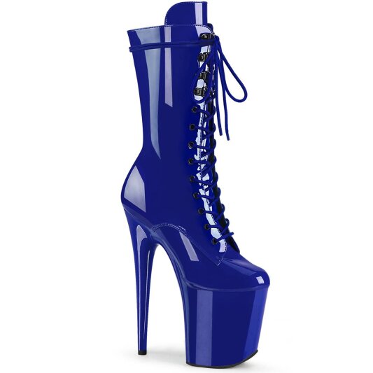 Pleaser FLAMINGO-1050 Plateau Stiefeletten Lack Blau EU-41 / US-11