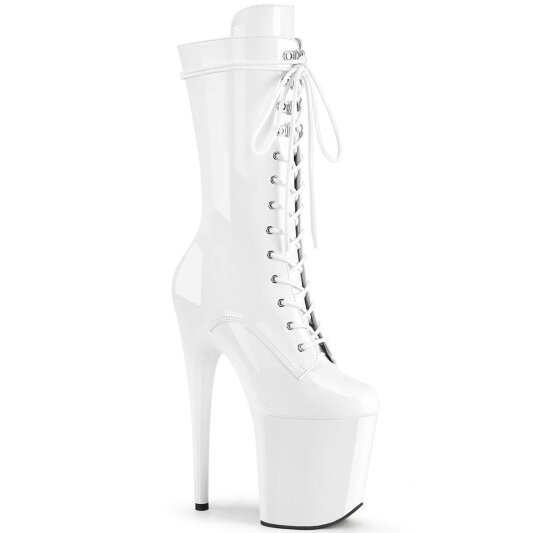 Pleaser FLAMINGO-1050 Plateau Stiefeletten Lack Weiß EU-35 / US-5