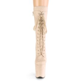 Pleaser FLAMINGO-1050FS Plateau Stiefeletten künstliches Wildleder Beige EU-35 / US-5