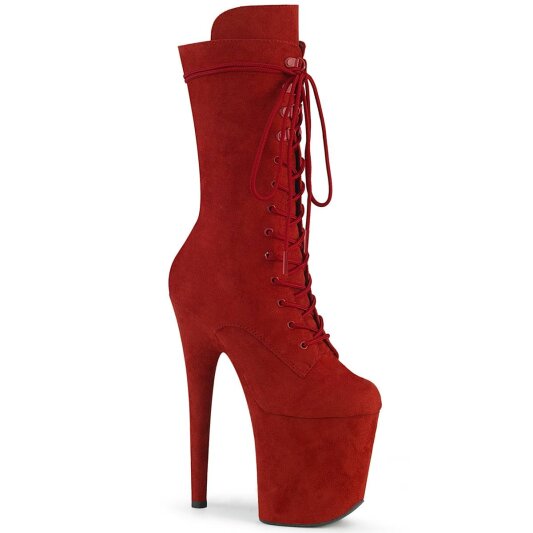 Pleaser FLAMINGO-1050FS Plateau Stiefeletten künstliches Wildleder Rot EU-42 / US-12