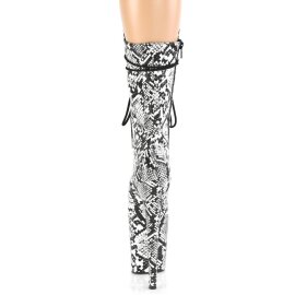 Pleaser FLAMINGO-1050SP Plateau Stiefeletten Snake Schwarz Weiß EU-35 / US-5