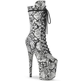Pleaser FLAMINGO-1050SP Plateau Stiefeletten Snake Schwarz Weiß EU-38 / US-8