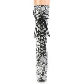 Pleaser FLAMINGO-1050SP Plateau Stiefeletten Snake Schwarz Weiß EU-38 / US-8