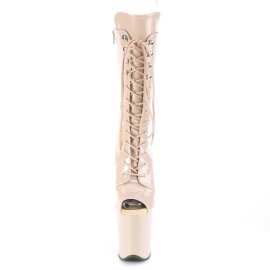 Pleaser FLAMINGO-1051 Plateau Stiefeletten Lack Beige EU-42 / US-12