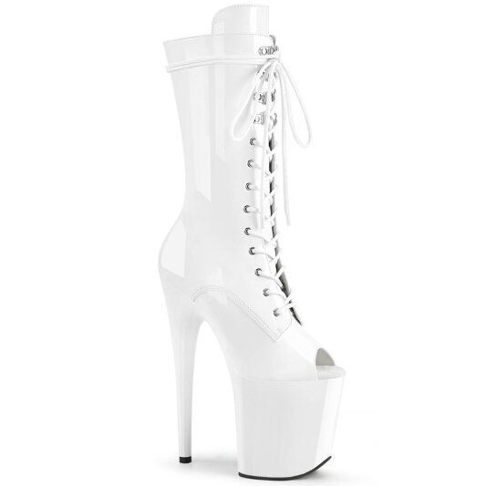 Pleaser FLAMINGO-1051 Plateau Stiefeletten Lack Weiß EU-38 / US-8
