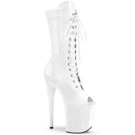 Pleaser FLAMINGO-1051 Plateau Stiefeletten Lack Weiß EU-38 / US-8