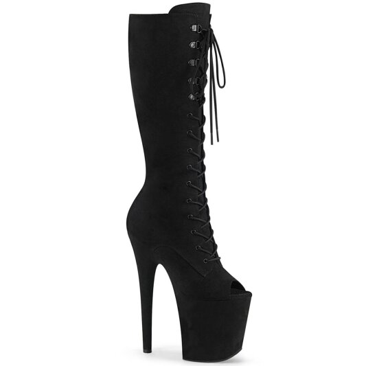 Pleaser FLAMINGO-2051FS Plateau Stiefeletten künstliches Wildleder Schwarz EU-36 / US-6