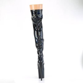 Pleaser FLAMINGO-3000HWR Plateau Overknee Stiefel Lack Holo Schwarz EU-35 / US-5