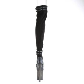 Pleaser FLAMINGO-3027 Plateau Overknee Stiefel künstliches Wildleder Schwarz EU-41 / US-11