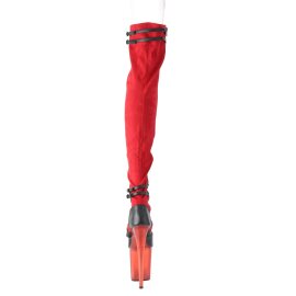 Pleaser FLAMINGO-3027 Plateau Overknee Stiefel künstliches Wildleder Rot EU-40 / US-10