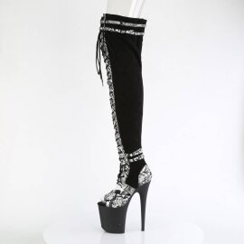 Pleaser FLAMINGO-3027SP Plateau Overknee Stiefel Snake Schwarz EU-41 / US-11