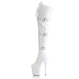 Pleaser FLAMINGO-3028 Plateau Overknee Stiefel Lack Weiß EU-38 / US-8