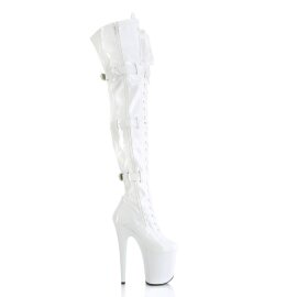 Pleaser FLAMINGO-3028 Plateau Overknee Stiefel Lack Weiß EU-38 / US-8