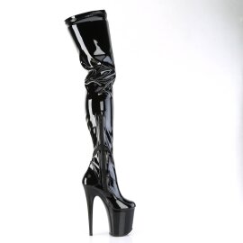 Pleaser FLAMINGO-4000 Plateau Overknee Stiefel Lack Schwarz EU-40 / US-10