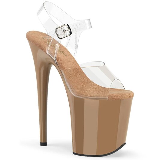 Pleaser FLAMINGO-808 Plateau Sandaletten Transparent Toffee EU-35 / US-5