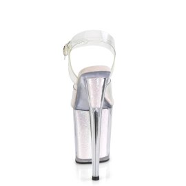 Pleaser FLAMINGO-808G Plateau Sandaletten Glitter Transparent Rosa EU-35 / US-5