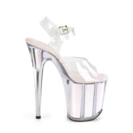 Pleaser FLAMINGO-808G Plateau Sandaletten Glitter Transparent Rosa EU-35 / US-5