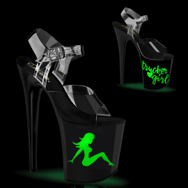 Pleaser FLAMINGO-808NLTG Plateau Sandaletten Transparent...