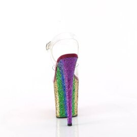 Pleaser FLAMINGO-808RBG Plateau Sandaletten Glitter Transparent Bunt EU-35 / US-5