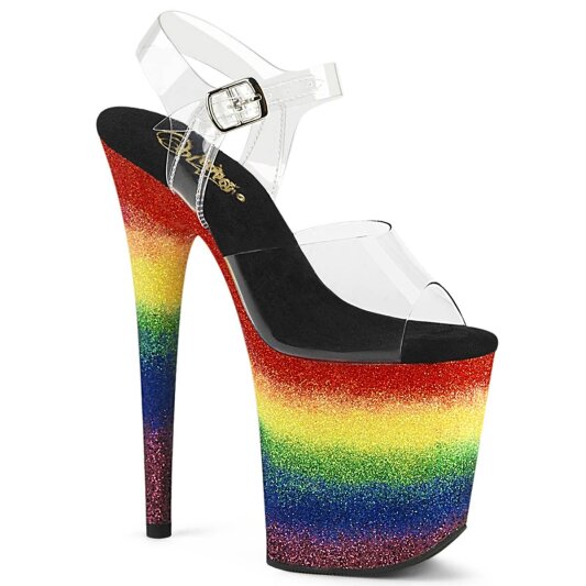 Pleaser FLAMINGO-808RG-04 Plateau Sandaletten Glitter Transparent Bunt EU-35 / US-5