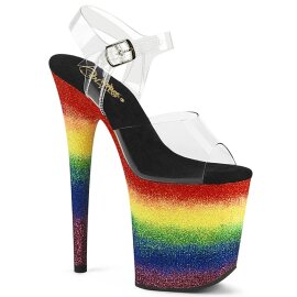 Pleaser FLAMINGO-808RG-04 Plateau Sandaletten Glitter...