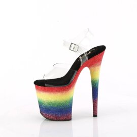 Pleaser FLAMINGO-808RG-04 Plateau Sandaletten Glitter Transparent Bunt EU-35 / US-5