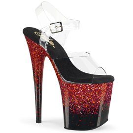 Pleaser FLAMINGO-808SS Plateau Sandaletten Glitter Transparent Schwarz EU-37 / US-7