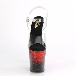 Pleaser FLAMINGO-808SS Plateau Sandaletten Glitter Transparent Schwarz EU-37 / US-7