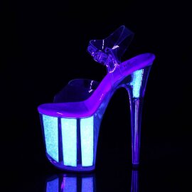 Pleaser FLAMINGO-808UVG Plateau Sandaletten Neon Transparent Rosa EU-39 / US-9