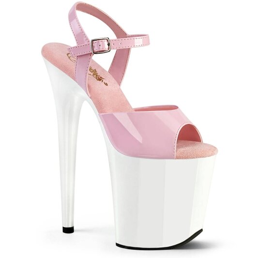 Pleaser FLAMINGO-809 Plateau Sandaletten Lack Rosa Weiß EU-37 / US-7