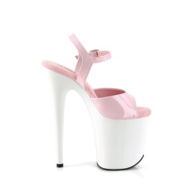 Pleaser FLAMINGO-809 Plateau Sandaletten Lack Rosa Weiß EU-37 / US-7