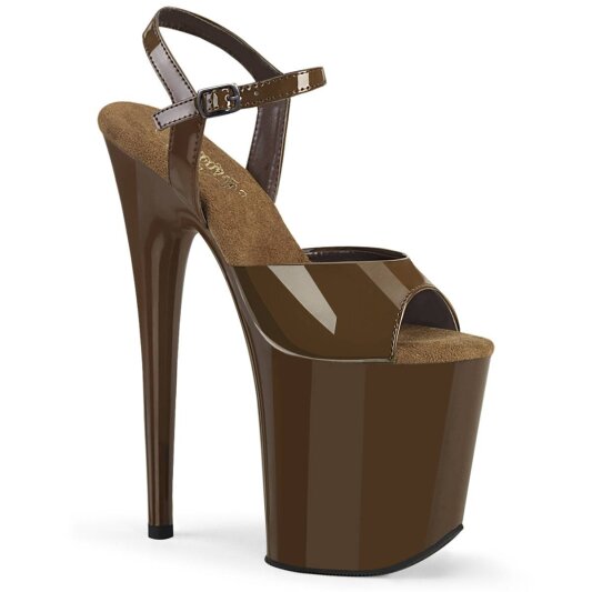 Pleaser FLAMINGO-809 Plateau Sandaletten Lack Mokka  EU-35 / US-5