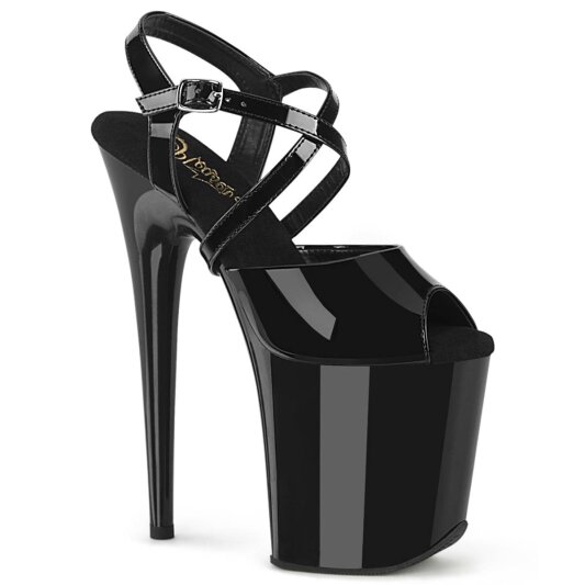 Pleaser FLAMINGO-824 Plateau Sandaletten Lack Schwarz EU-37 / US-7