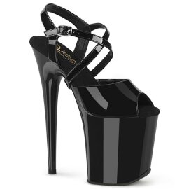 Pleaser FLAMINGO-824 Plateau Sandaletten Lack Schwarz EU-37 / US-7