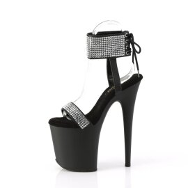 Pleaser FLAMINGO-870 Plateau Sandaletten Kunstleder Strass Schwarz Silber EU-38 / US-8