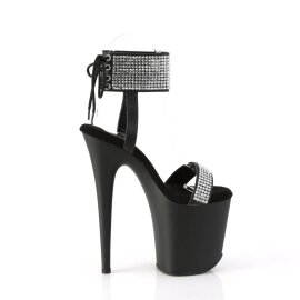 Pleaser FLAMINGO-870 Plateau Sandaletten Kunstleder Strass Schwarz Silber EU-38 / US-8
