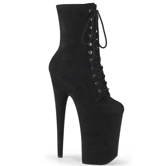 Pleaser INFINITY-1020FS Plateau Stiefeletten künstliches Wildleder Schwarz EU-39 / US-9