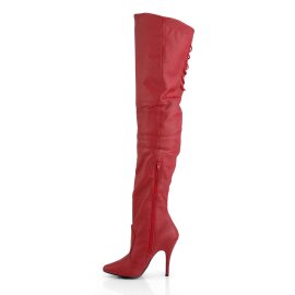 Pleaser LEGEND-8899 Overknee Stiefel Leder Rot EU-38 / US-8