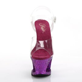 Pleaser MOON-708LG Plateau Sandaletten Transparent Lila...