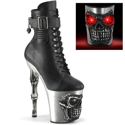 Pleaser RAPTURE-1020STR-LT Plateau Stiefeletten Kunstleder Schwarz EU-40 / US-10