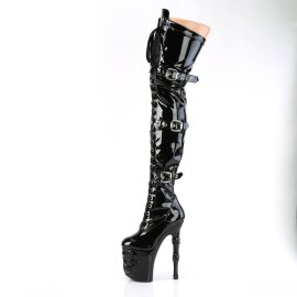 Pleaser RAPTURE-3028 Plateau Overknee Stiefel Lack Schwarz EU-37 / US-7