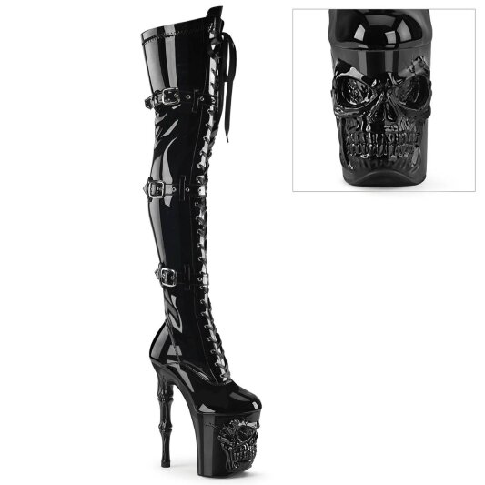 Pleaser RAPTURE-3028 Plateau Overknee Stiefel Lack Schwarz EU-38 / US-8