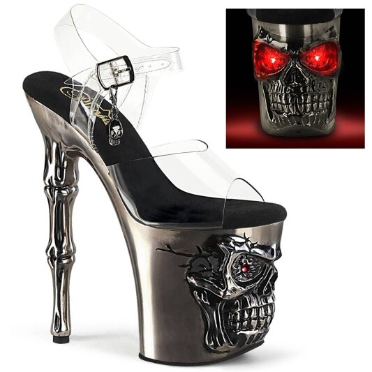 Pleaser RAPTURE-808-LT Plateau Sandaletten Transparent Silber EU-37 / US-7