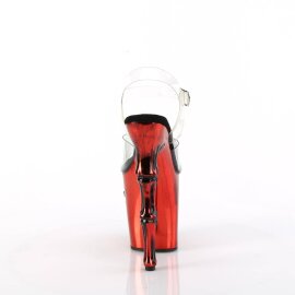Pleaser RAPTURE-808-LT Plateau Sandaletten Transparent Rot EU-35 / US-5