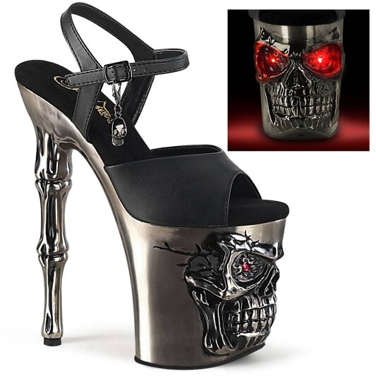 Pleaser RAPTURE-809-LT Plateau Sandaletten Kunstleder Schwarz Silber EU-38 / US-8