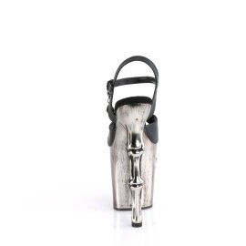 Pleaser RAPTURE-809-LT Plateau Sandaletten Kunstleder Schwarz Silber EU-39 / US-9